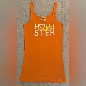 Hollister Orange Logo Tank Top with White and Yellow Accents